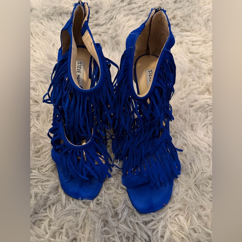 Steve Madden Vibrant Blue Fringe Heels